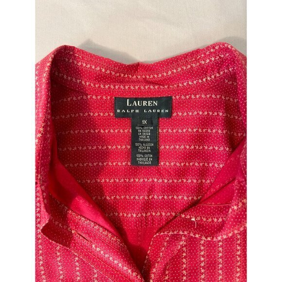 Ralph‎ Lauren Red Collared Long Sleeved Polka Dot Button Down Shirt 1X - Picture 5 of 10